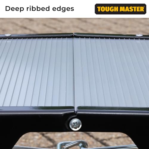 Trittleiter mit 2 Stufen, doppelseitig, zusammenklappbar, 20 x 33,5 cm, robuste Aluminiumplattform, 150 kg Kapazität, Mehrzweck-Heimwerker, für drinnen und draußen TOUGH MASTER