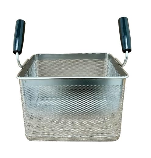 FBR0275 - CESTINO MADE IN ITALY CUOCIPASTA PROFESSIONALE 1/2 2 MANICI 298X242X215H MM IN ACCIAIO INOSSIDABILE AISI 304 CESTELLO CUOCI PASTA INOX GN 1/2