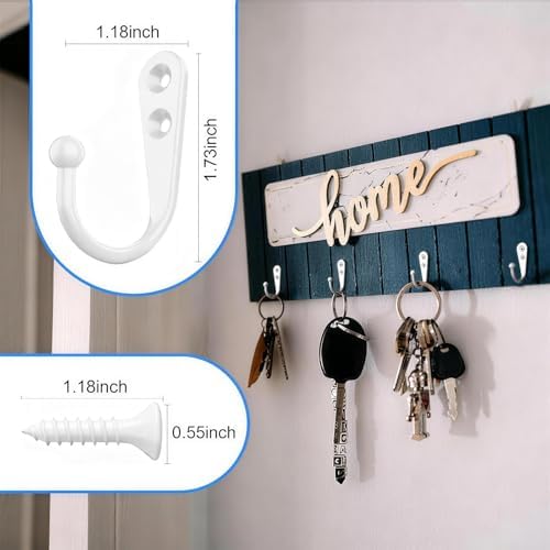 ZBDPOVT 15 Pcs White Coat Hooks, Wall Hooks for Closet Hanging, 30 Screws - 2