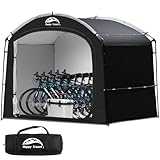 Happy Travel Bike Storage Shed Tent, Waterproof Portable Bicycle Cover with 30% More Top Storage Space for 2/3/4/5 Bikes,Clips Easy Setup Outdoor Sheds Shelter for Motorcycle, Garden Tools, Lawn Mower