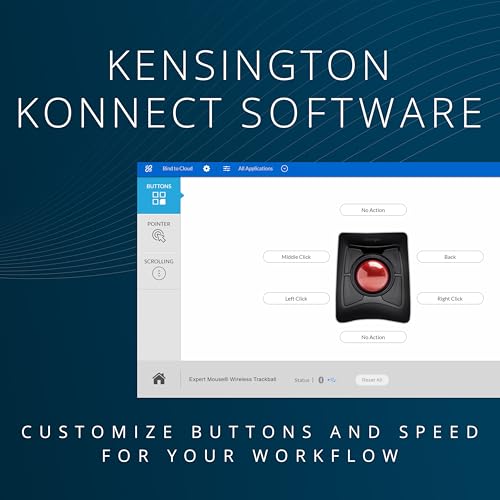 Image of Kensington Expert Wireless Trackball Mouse (K72359WW) Black, 3.5 inch x 6.1 inch x 8 inch | Large ergonomic trackball, wireless connection, 3.5 x 6.1 x 8 in, reduces wrist strain