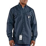 Carhartt Men's FRS160 Flame-Resistant Long Sleeve Twill Pocket Shirt - 2X-Large Tall - Dark Navy