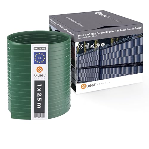 Quest Tiras de protección visual para vallas dobles de PVC rígido, protección visual contra el viento, para valla, jardín, balcón, terraza, altura: 19 cm, longitud: 2,525 m, 900 g/m2 (10 tiras x 2,525