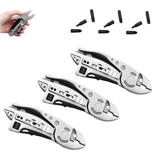 LXCJZY Elmyse Outdoor Multi-purpose Tool Pliers,Mini Stainless Steel Tool,Needle Nose Pliers Multi Kit,Camping Survival Gear Adjustable Wrench Pliers (3Pcs)