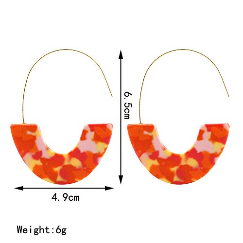 Boucles d'oreilles automne acrylique multicolore suspendues à motif léopard - 3