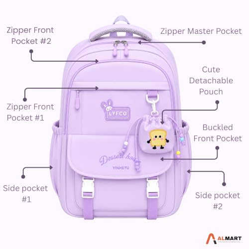 Image of Korean Style Unisex School & College Backpack Bag | 18 Inch Large Capacity Bag For Girls & Boys Age of 12-16 Years | Best For Middle & High School, College, Tution, Travel, Camping