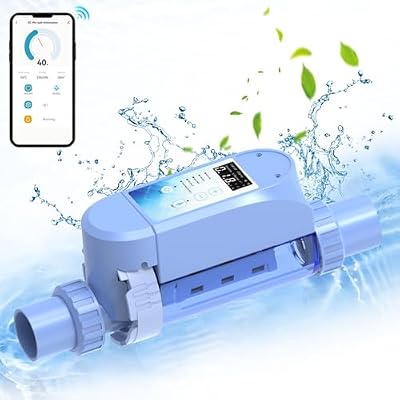 Salt Chlorine Generator - Up to 16,000 Gallons Pool, Saltwater Pool System with Smart Digital Panel, Blue,(Up to 16000 Gallons)