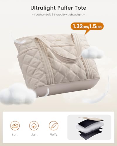 LOVEVOOK Puffer Tote Bag para mujer con portavasos miniatura 5