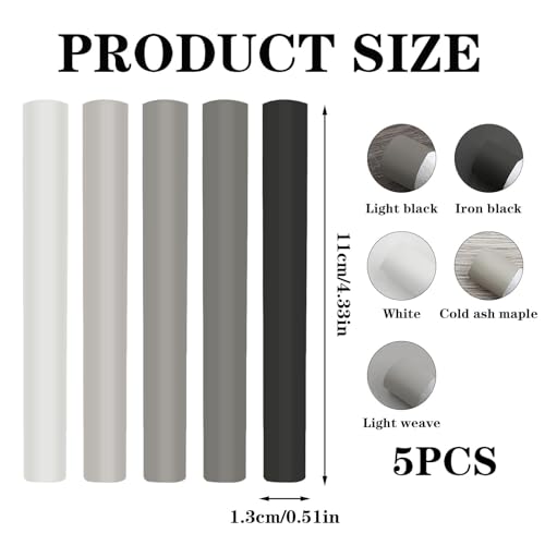 5× Laminat Reparaturset Grau Eiche, Holzwachs Reparatur WachsstäBchen, Weiß Grau Schwarz Parkett Reparaturset, Holz Reparaturset Set FüR Kratzer Und LöCher, MöBel Laminat Boden