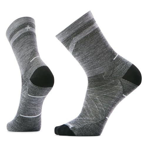 Smartwool, Men's, Run Zero Cushion Mid Crew Pattern, Light Gray, Large