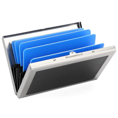 Image of Credit Card Holder Wallet for Women Men Stainless Steel Metal Card Case RFID Blocking Business Card Protector Case with 6 Slots