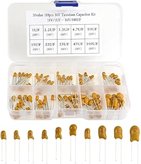 BGTXINGI 100Pcs 10Value 16V 1 uf - 100 uf Tantalum Capacitor Assorted Kit with A Plastic Box