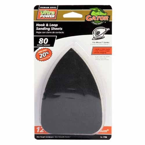 Gator Finishing7756 80 Grit Zirconium Oxide Detail Sanding Sheets (12 Pack), 3.5" x 5"