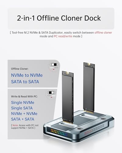 Duplicador SUITOK M.2 NVMe SSD con estación dual USB-C miniatura 2