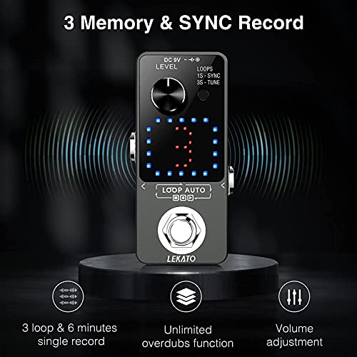 LEKATO Triple Looper Station, de boucle d’enregistrement synchrone Tuner intégré Boucleur électrique Total 18 minutes… - Les Beatles, Paul McCartney, John Lennon, RIngo Starr, George Harrison LEKATO Triple Looper Station, de boucle d'enregistrement synchrone Tuner intégré Boucleur électrique Total 18 minutes… – Image 3