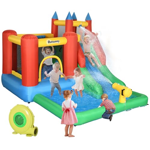 Outsunny 6-in-1 Kids Bounce House Inflatable Water Slide...