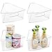 Lazy Susan Organizers (4 Packs), 10"x9.4"x4" Plastic Transparent Kitchen Cabinet Storage Bins, 4" Deep Container, 1/8 Wedge - Food Safe, BPA Free