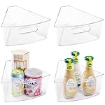 Oubonun Lazy Susan Cabinet Organizer Bins for Kitchen 4 Pack, 1/8 Wedge