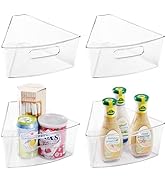 Oubonun Lazy Susan Organizers Set of 4, 10.2”x 9.4”x 4” Plastic Transparent Kitchen Cabinet Stora...