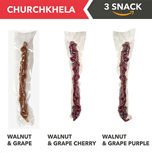Churchkhela - Georgian Sweetness Fruit Bar Snack, 3 items, All Natural, Premium Quality 240gr/8.46oz vacuum pack by Siberian Green Food