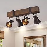 SEEBLEN 4 Light Semi Flush Mount Ceiling Light, Farmhouse Wooden Track Lighting Fixtures Ceiling, Rustic Kitchen Lights...