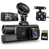 Acuvar WiFi 1080P 3 Channel Dash Cam for Cars, Front Inside ...