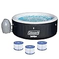 Coleman 4 Person Capacity Inflatable Portable Round Hot Tub with 60 Air Jets, Tub Cover and Pump, Durable Thick Material for Outdoor Use, Black