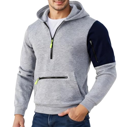 Sweat homme demi-zip intérieur polaire douce contre le froid hivernal