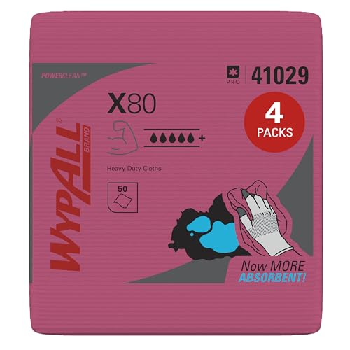 WypAll PowerClean X80 Heavy Duty Cloths, 4 Packs x 50 Towels (41029)