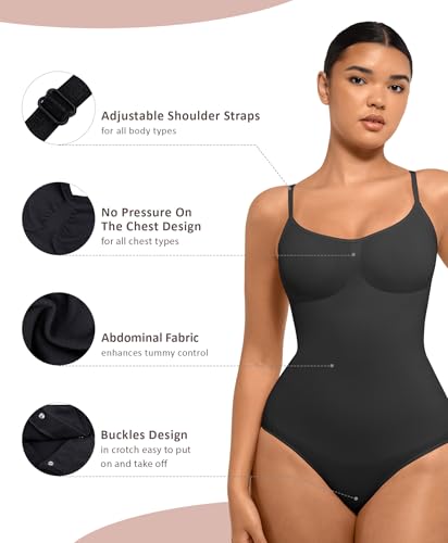 FeelinGirl Shapewear Bodysuit for Women Tummy Control 2 Piece Seamless Sculpting Snatched Bodysuit Body Shaper Brief4