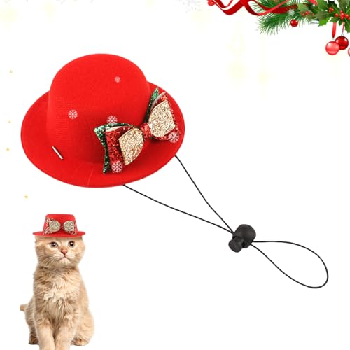 Chapéu vermelho para animais de estimação de Natal, Chapéus para animais estimação Natal,padrão dos