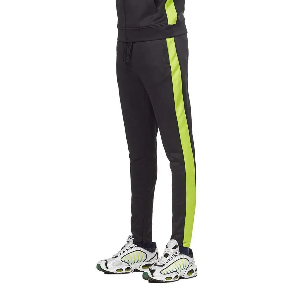 Rebel Minds Men Track Pants - Stylish Men's Sweatpants, Joggers for Men, Athletic and Casual Wear, with Pockets Black Lime
