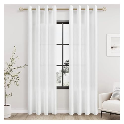 Rideau lin blanc transparent contre le vis-à-vis du salon - 5