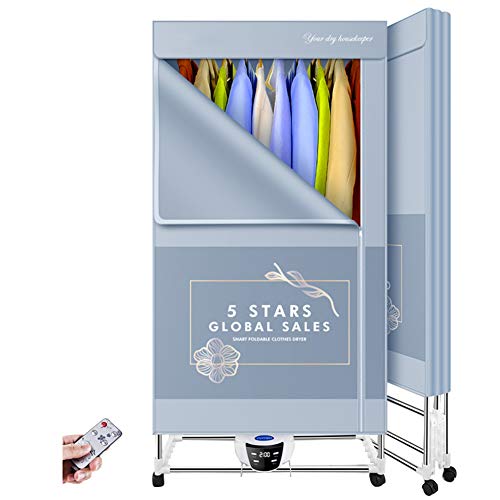 Secadora portátil 2000w, 562l Gran Capacidad 2 Capas 3 velocidades Correa de Cambio Tubo Toalla energía 66LB eléctrica con Temporizador automático y Control Remoto