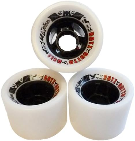 "BATZ Outta Hell Longboard Wheels (Set of 4), 72 x 55mm/78 Durometer, Red/Black/White