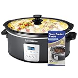 Spoonlemon 7 QT Slow Cooker for Family Meals, Digital Timer, Auto Keep Warm, High Low Warm Settings...