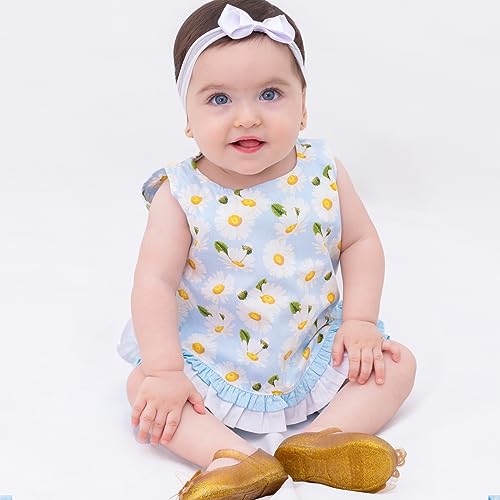 Conjunto de Bebê 3 Peças 2-12 Meses 100% Algodão Roupa Bebê Menina Margarida Tamanho:G (6-12 Meses)