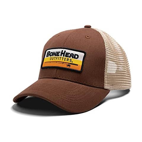 Bone Head Outfitters Sunrise Hat - Brown Twill & Natural Mesh - Structured Adjustable Snapback Trucker Cap Cover