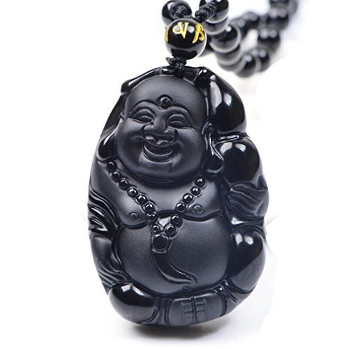 yigedan Naturel Glace Type d'Obsidianhappy Bouddha Maitreya Rieur Sac Moine Collier Pendentif état Cover