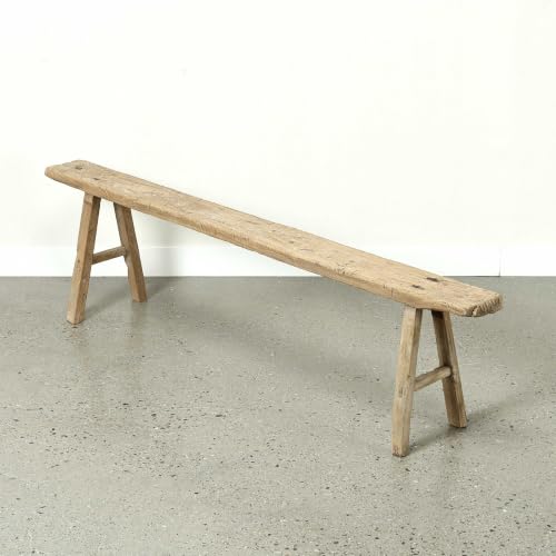 Image of Artissance Vintage Reclaimed Wooden Noodle Bench, 6-7 ft Long, Handcrafted Rustic Solid Wood Bench, Perfect for Both Indoor and Outdoor, Bedroom, Patio, Entryways