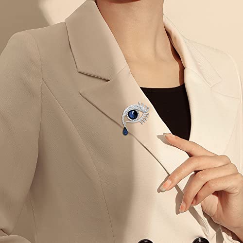 Image of Honbay 2PCS Alloy Rhinestones Evil Eye Brooch Pins Good Luck Lapel Pins Demon Eye Corsage Breastpin