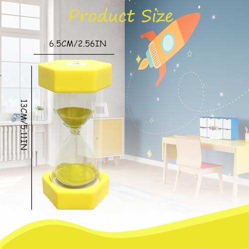 Sanduhr, Kinderuhr, Sanduhr Set Kinder, Zähneputzen Sanduhr, Timer können in Klassenzimmern, Küchen, Wohnungen, Büros und auch als dekorative Timeruhr, 3 Minuten, Gelb – Bild 4