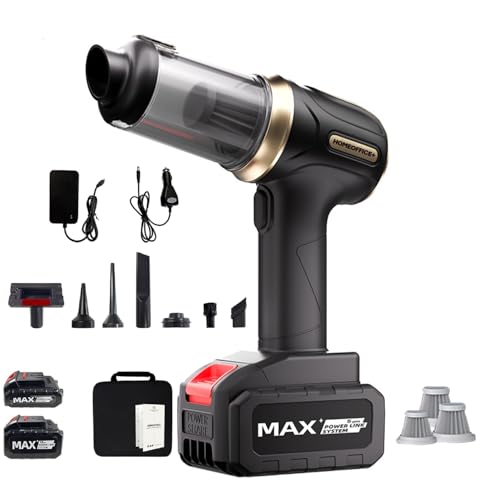 Aspirateur voiture puissant moteur 140W maison bureau mini aspirateur nettoyage intérieur voiture chargeur secteur+câble allume cigare Aspirateur Souffleur à main 2 vitesses 2 batteries amovibles