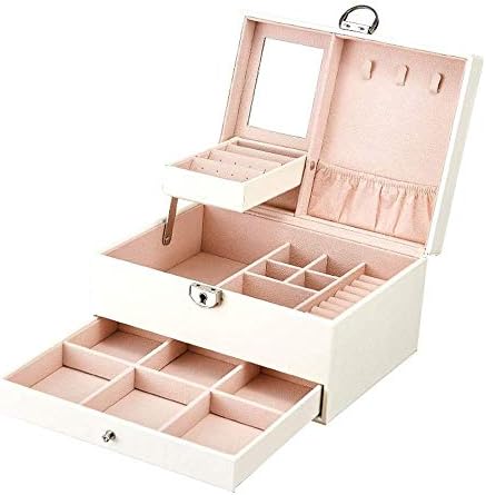 Jewelry Box Portable Leather Jewellery Box High Capacity Organizer Box Storage With Mirror Drawers For For Bracelets Earrings Rings Necklaces For Wedding Birthday Gift for Earrings Bracelets Rings image 5