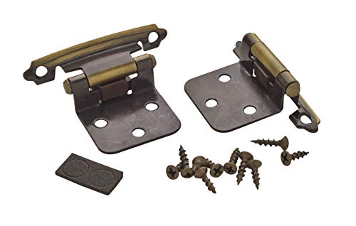 Image of Amerock 1 Pair Variable Overlay Antique Brass Self-Closing Cabinet Hinge