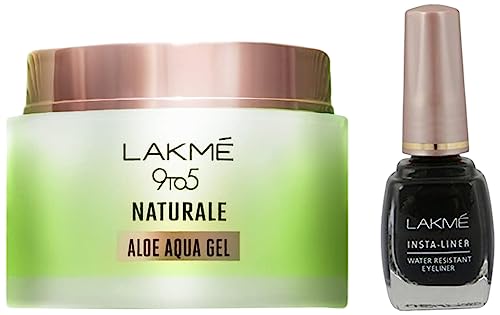 Image of Lakme Insta Eye Liner, Black, 9ml And Lakme 9 to 5 Naturale Aloe Aquagel, 50g