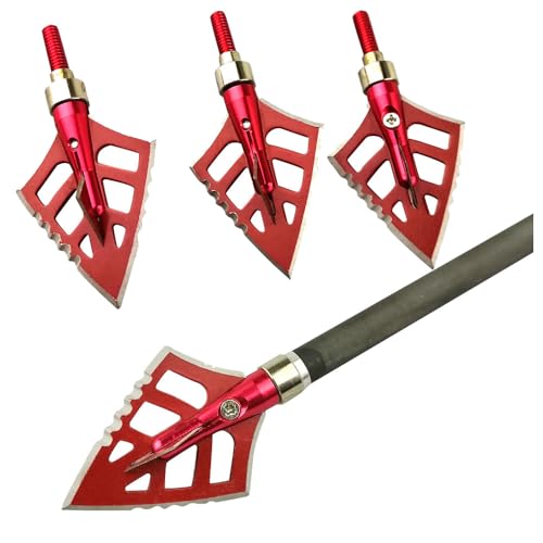 PYMUST 6 Puntas de Caza para Tiro con Arco de 125 Granos con 2 Hojas fijas. Puntas de Flecha atornillables para Arcos compuestos y Arcos recurvos.