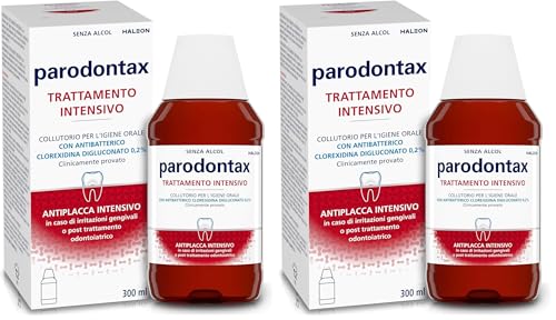 Parodontax Collutorio Clorexidina Trattamento Intensivo, Azione antibatterica e antiplacca per igiene dentale, uso quotidiano, senza alcol, 300 ml (Confezione da 2)