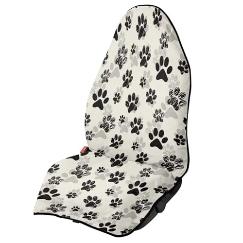 Image of Car Seat Cover Protector Waterproof Soft Auto Seat Covers Universal Fit High Back Seat Covers Car Accessories for Cars Fit Most Car, Truck, SUV, or Van Dog Paw Prints