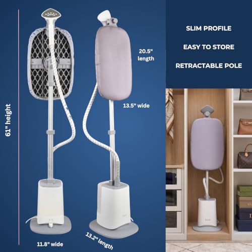 SALAV Standing Garment Steamer w/Smart Auto-Off, 1500W Powerful Steam, Adjustable Ironing Board, 6 Steam Settings for Various Fabric Types, LED Display, Fast Wrinkle Removal for Home & Business Use by SALAV - Image 4